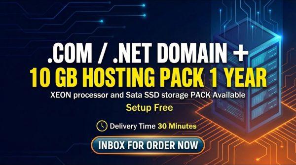 Domain and Hosting Pack For 1 Year